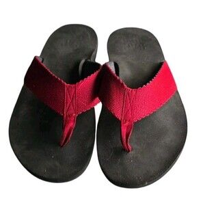 GAP Men's Flip Flops Sz 8-9 Maroon Canvas Strap Sandals